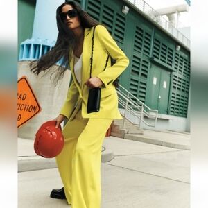 NWOT Smythe Lime Green Pleated Wide Leg Trousers